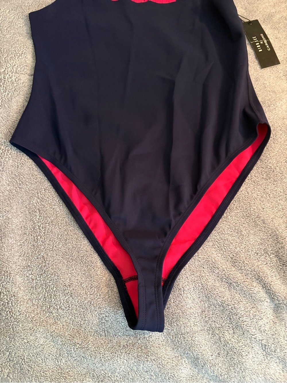NWT Dion Lee X Carbon38 One Piece Swimsuit/Bodysuit Medium Navy Blue Pink - Picture 3 of 9
